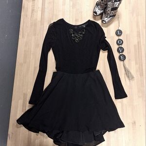 Guess [vintage] LBD Little Black Dress [with gem details and side cutouts]